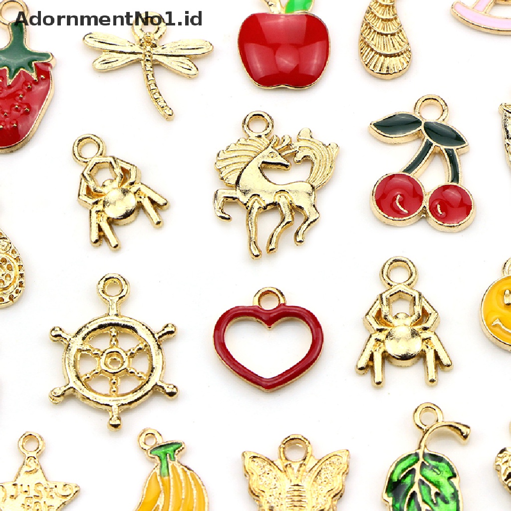 [AdornmentNo1] 50pcs/set Manik-Manik Enamel Campur Ch Liontin Membuat Kerajinan Temuan Perhiasan DIY [ID]