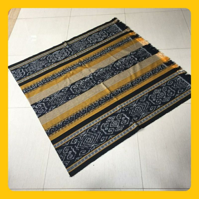 Kain Batik Tenun Warna Hitam Abu mix Kuning tua Mustard Kain Tenun Bahan Pakaian Couple Sarimbit Eth