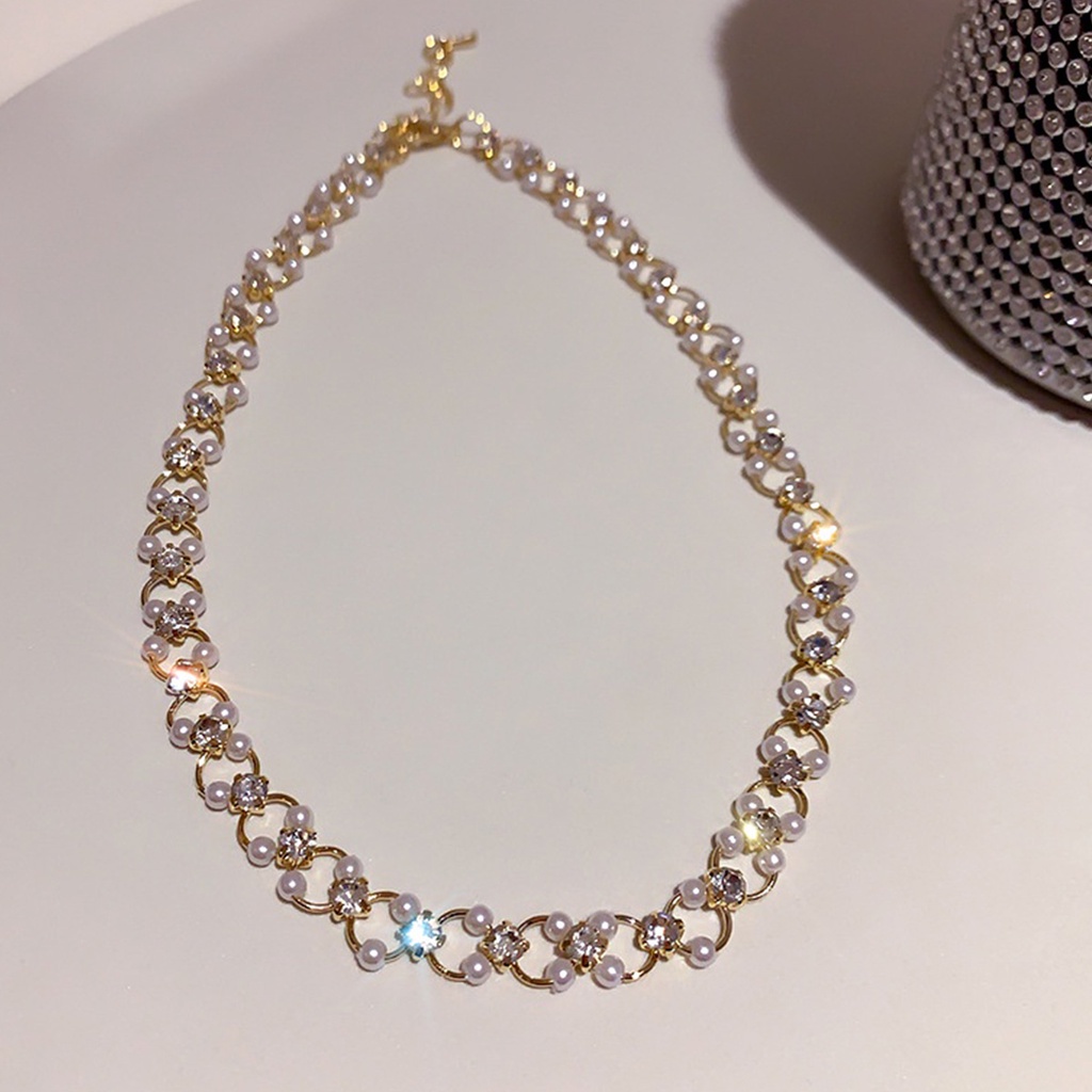 Kalung Titanium Wanita Korea Mutiara Sweet Pearl Choker Aksesoris Perhiasan Import KLG59