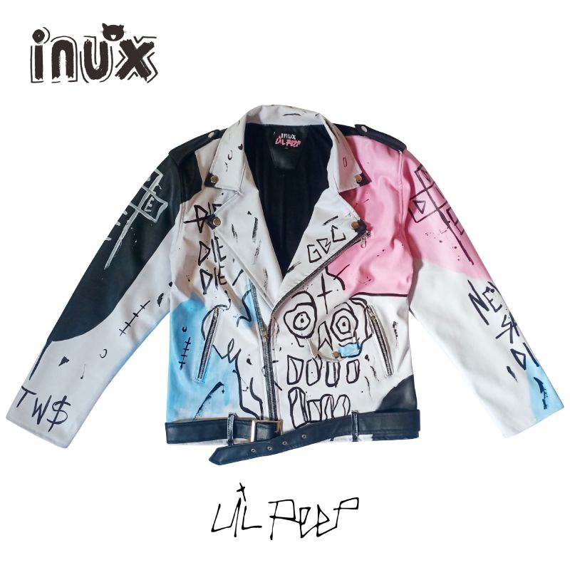 JAKET LIL PEEP / JAKET LUKIS LIL PEEP / LIL PEEP JAKET NEVER SAY DIE / LEATHER JACKET LIL PEEP / JAK