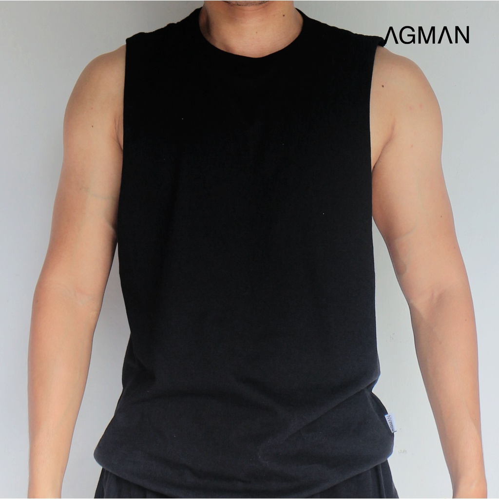 AGMAN Tank Top Low Cut Kaos Gym Fitness Pria Olahraga Variasi Panther Keren Terbaru