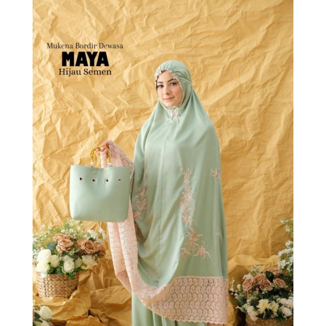 Mukena Dewasa Bordir Maya Bahan Satin Premium | Mukena Cantik Mewah
