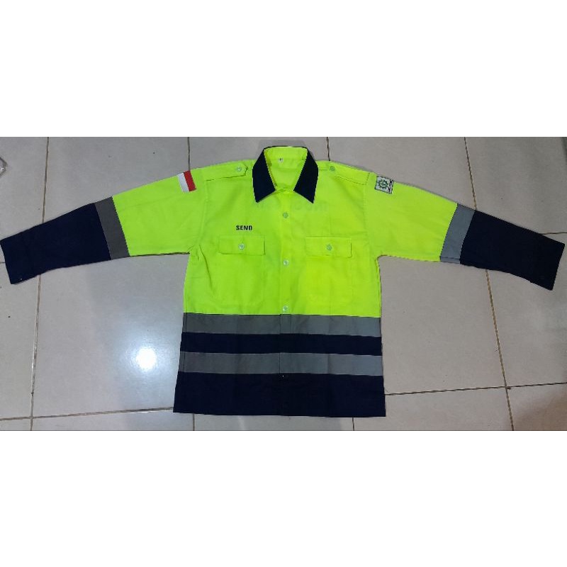 cod wearpack safety lengan panjang/ baju seragam kerja pria operator/ baju Hitachi lengan panjang