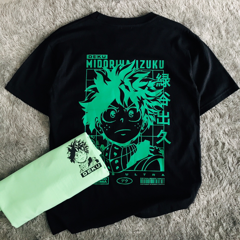 Tshirt Deku Quirks Black Anime Manga BNHA Boku No Hero My Hero Academia Premium Unisex