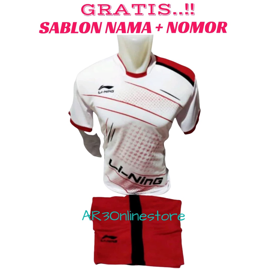( FREE SABLON NAMA + NOMOR ) Baju stelan olahraga pria/wanita kaos badmjinton bulutangkis tenis voli bola futsal motif terbaru