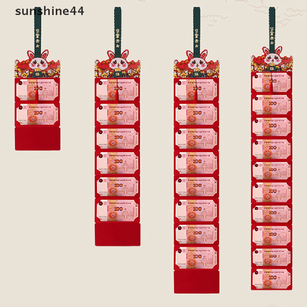 Sunshine Maskot Imlek Zodiak Kartun Kelinci Merah Packet 3D Lipat Amplop Merah Festival Musim Semi Hongbao Dekorasi Pesta Ulang Tahun.