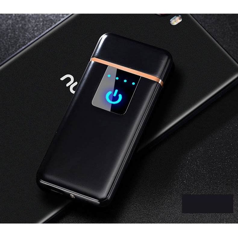 KAE1 - Korek Api Elektrik Fingerprint Touch Sensor LED Charger USB Lighter Smoke