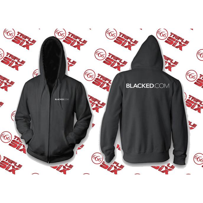 Jacket Blacked Sweater Hoodie Pria Bahan Fleece Sablon Polyflex Zipper Resleting Depan