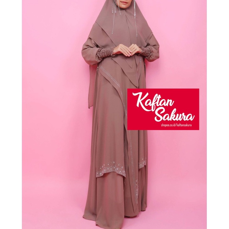 gamis khimar dengan payet super cantik premium busui bahan siffon kolekasi terbaru kaftan sakura