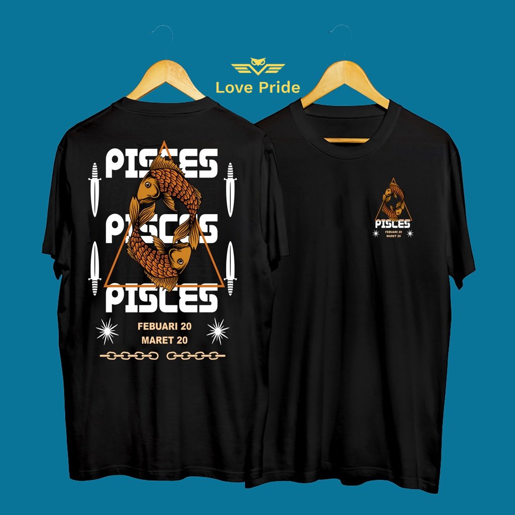 Kaos Tshirt Baju Distro Zodiak Pisces Simbol Hewan Ikan Premium Terbaru