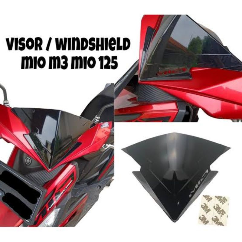 VISOR MIO M3 MIO Z MIO 125 WINSIL MIO WARNA HITAM MERK MOSCOW PLUS DOUBLE TAPE TINGGAL TEMPEL WINSIL MIO WINDSHIELD MOTOR MIO PNP KACA DEPAN VARIASI MOTOR