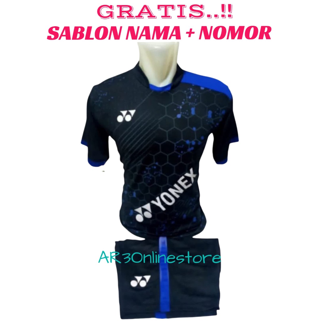 ( FREE SABLON NAMA + NOMOR ) Baju stelan olahraga pria/wanita kaos badminton bulutangkis tenis voli bola futsal terbaru