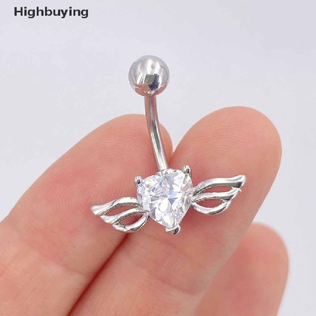 Hbid Heart Belly Button Ring Navel Surgical Steel Cincin Pusar Perhiasan Tubuh Glory