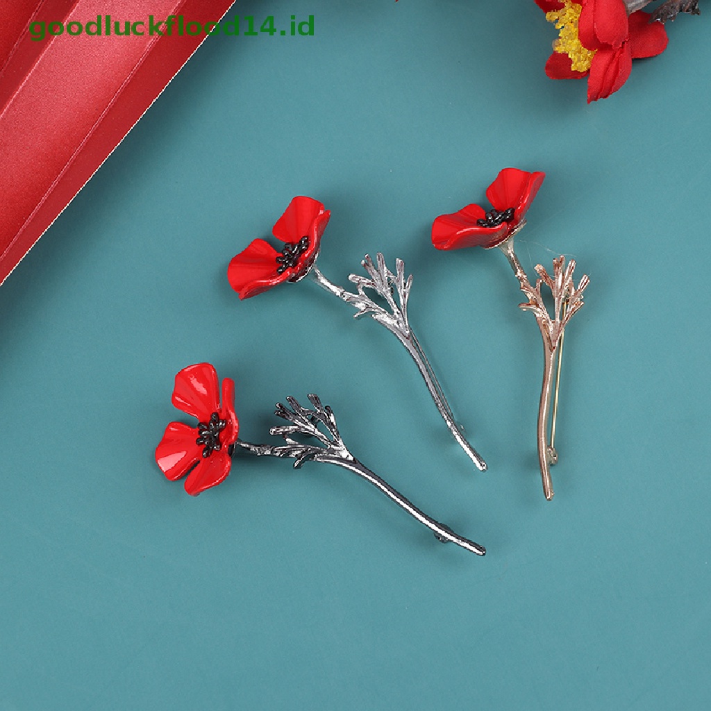 [GOOGFOUR] 1pcs Retro Kreatif Poppy Bunga Bros Jas Pakaian Kemeja Kerah Pin Brooch [Atasan]