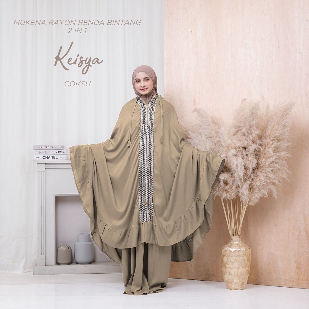 MUKENA BALI TASIK - MUKENA DEWASA JUMBO RAYON RENDA BINTANG 2 IN 1 KEISYA