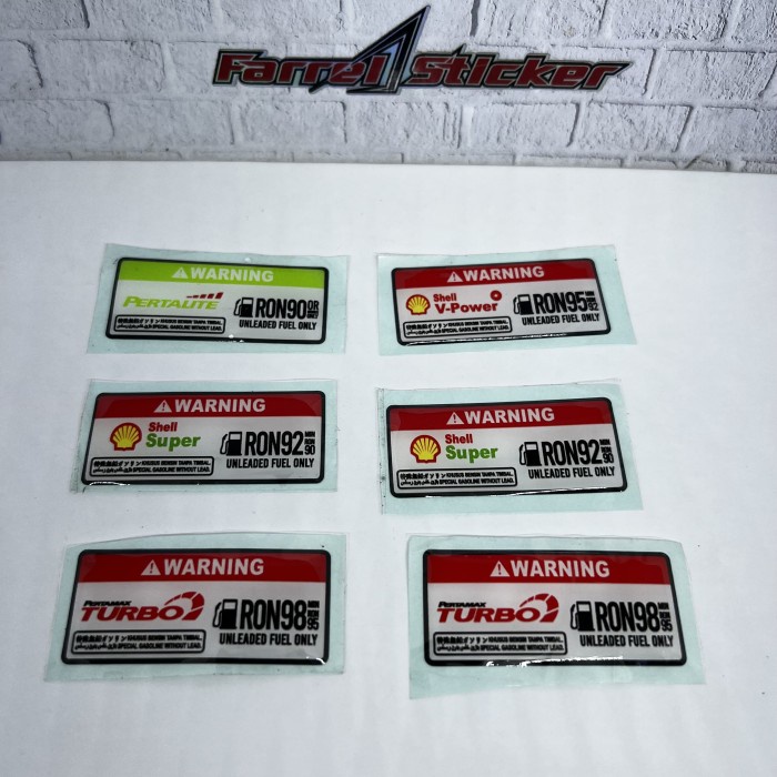 Sticker WARNING Stiker 3D peringatan PERTAMAX TURBO DEX SHELL TIMBUL - V-POWER 95