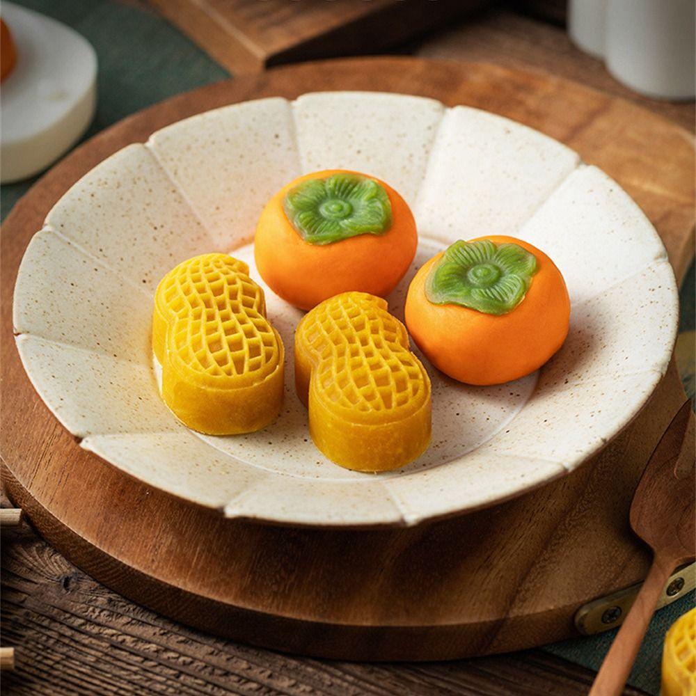 R-FLOWER Cetakan Mooncake Pencetakan Mid-autumn Bentuk Kacang Tekanan Tangan Alat Kue Kering Cetakan Embos Dapur Rumah