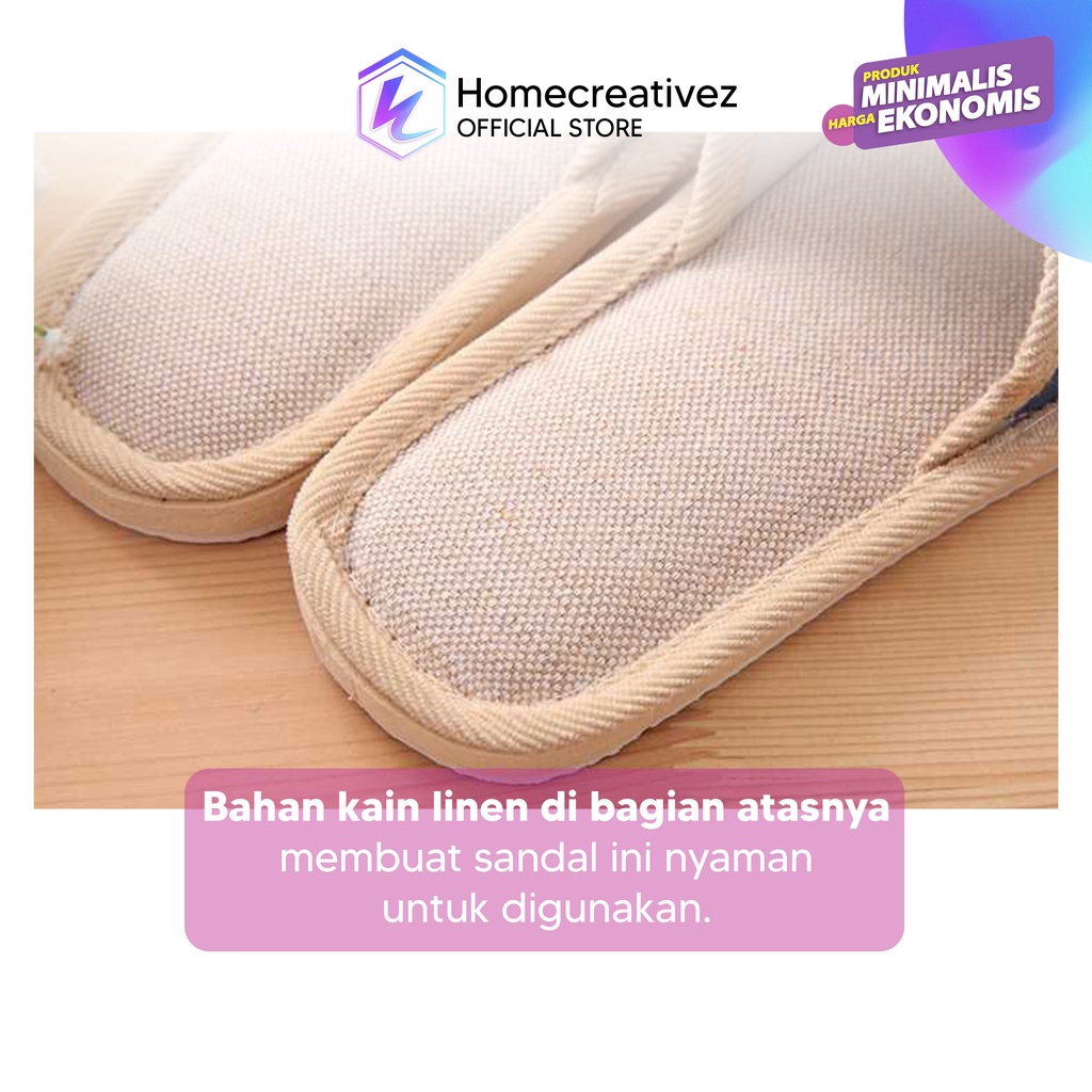 Homecreativez - Sendal Slop Rumah Nyaman Empuk - Sandal Selop Linen Indoor