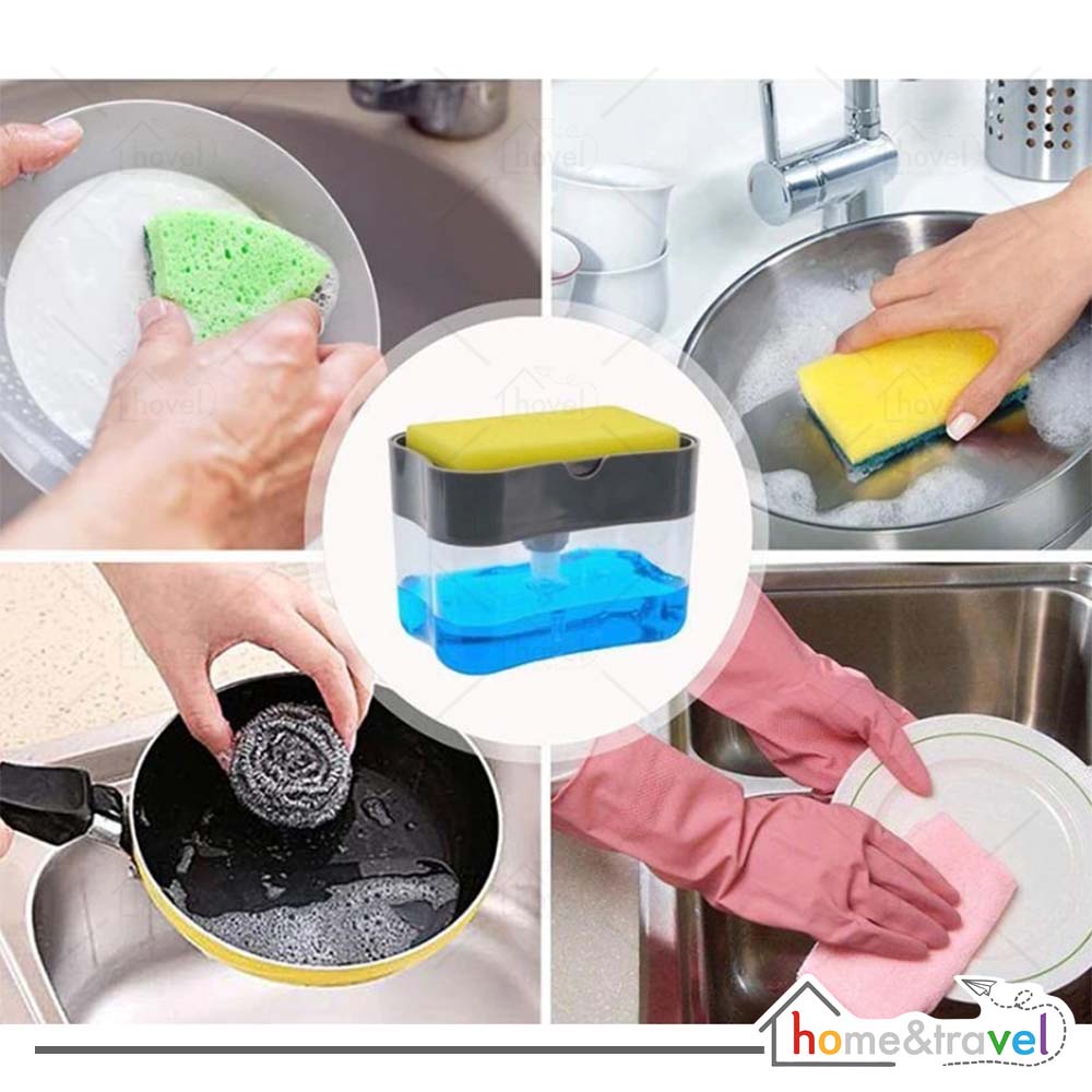 HOVELSHOP Dispenser Sabun Cuci Piring Soap Pump Holder Spons Tempat Sabun Praktis