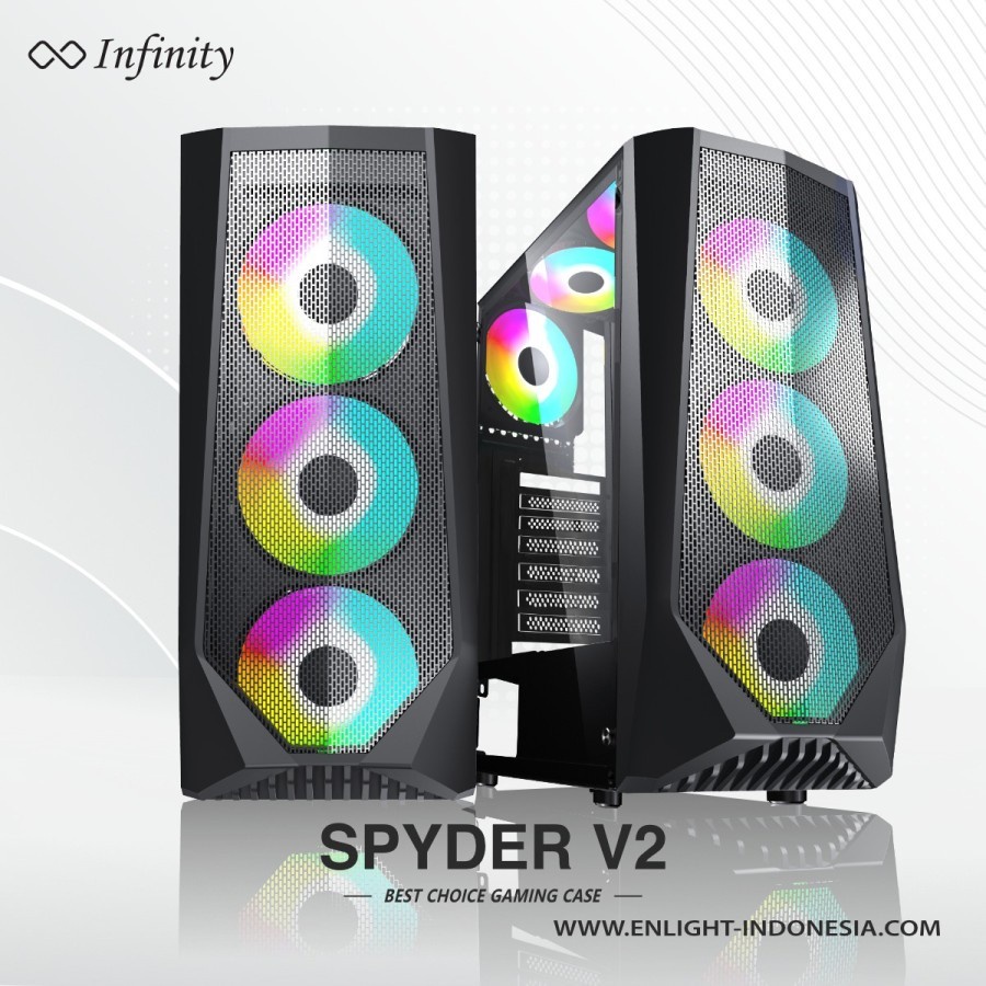 Casing Infinity Spyder V2 + 3 fan RGB - Tempered Glass