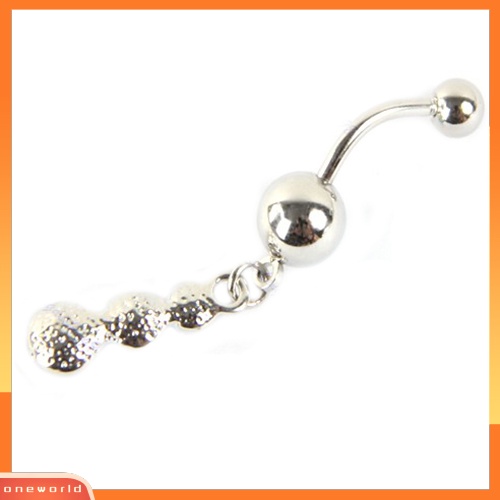 [oneworld] Stainless Steel Bentuk Labu Menjuntai Belly Bar Cincin Pusar Berlian Imitasi Tindik Tubuh