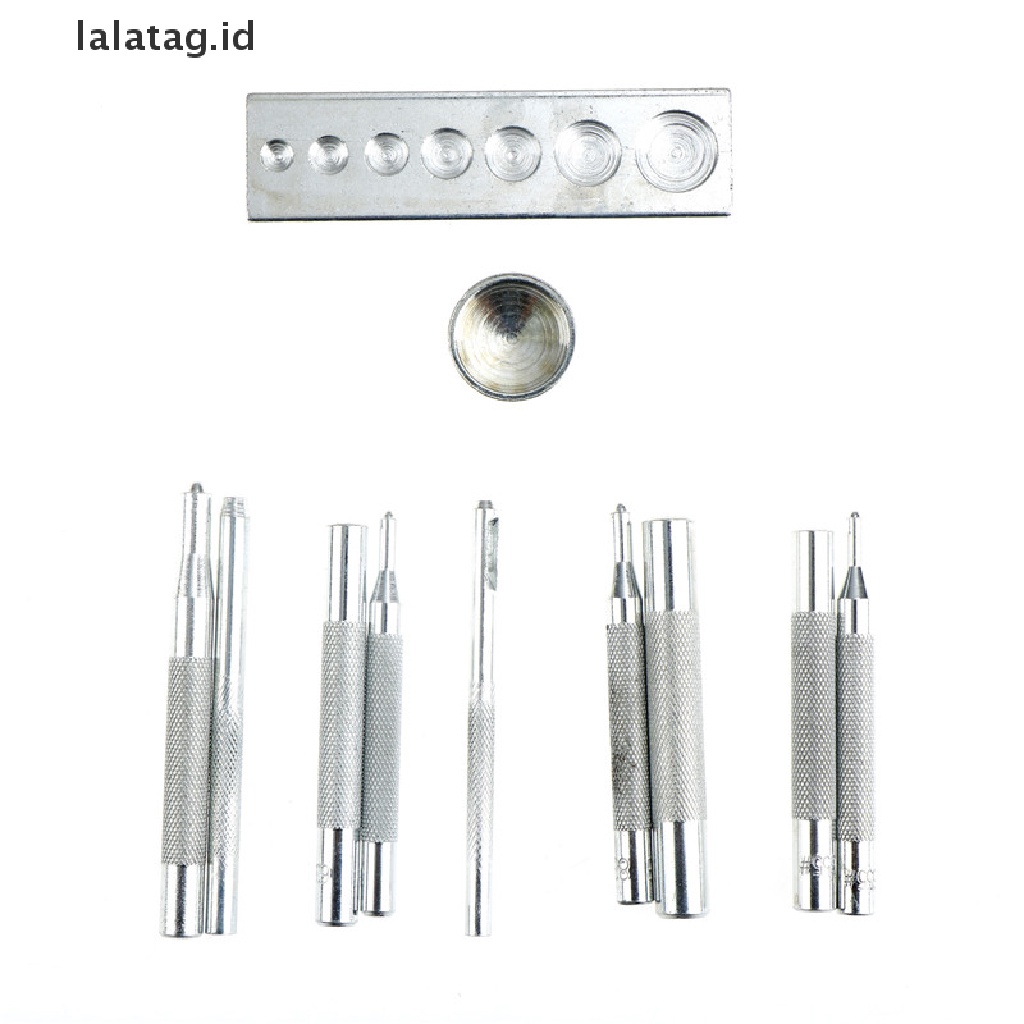 [lalatag] 11pcs/set DIY Kerajinan Kulit Die Hole Punch Snap Rivet Setter Base Alat Jahit [ID]