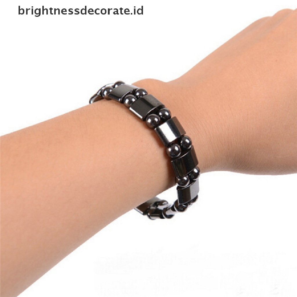 [Birth] New Weight Loss Round Black Stone Bracelet Perawatan Kesehatan Gelang Terapi Magnet [ID]