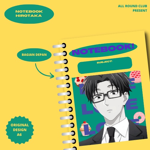 

[Ukuran A6] Notebook Hirotaka Nifuji Anime Wotakoi (50 Lembar) Kertas Polos/Plain/Blank Buku Catatan Menggambar by All Round Club