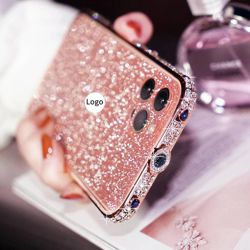 IPHONE Glitter Ponsel Penutup Belakang Film Pelindung Untuk Iphone14 13 11 12 ProMax Plus Case Berlian Imitasi Bumper Akrilik Fashion Shell Untuk iPhone14Plus