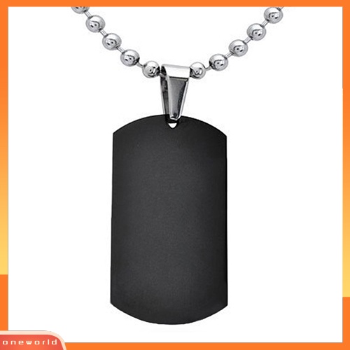 {oneworld} Kalung Dog Tag Persegi Panjang Poles Stainless Steel 316L Pria Wanita Punk Fashion