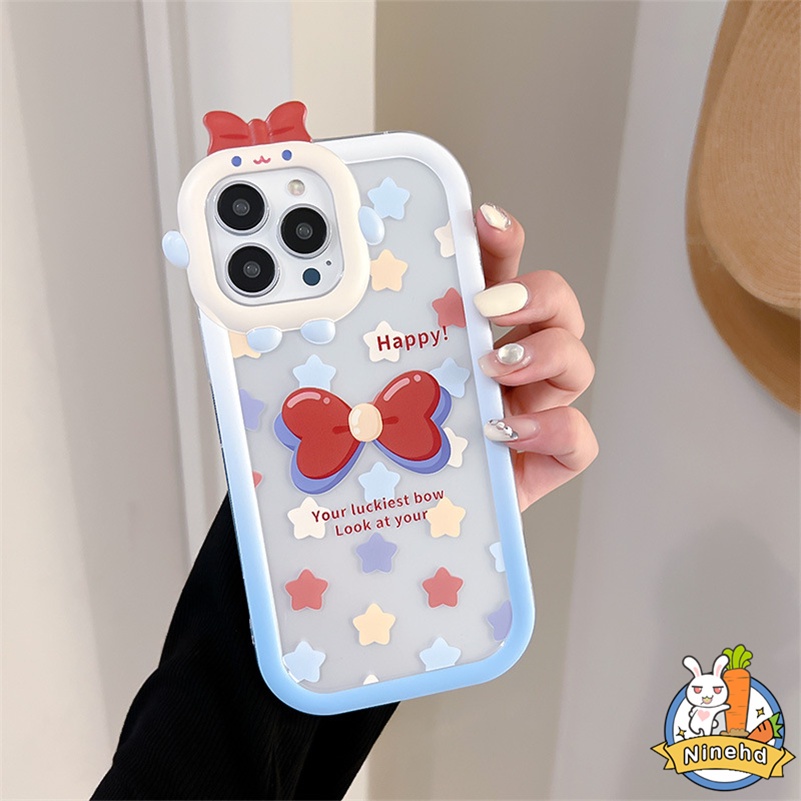 IPHONE Casing Kompatibel Untuk Iphone14 13 12 11 Pro Max X Xr Xs Max7 8 6 6s Plus Se2020Kartun Simpul Busur Kecil Lensa Ponsel Shockproof Bening Silikon Soft Case Cover Pelindung