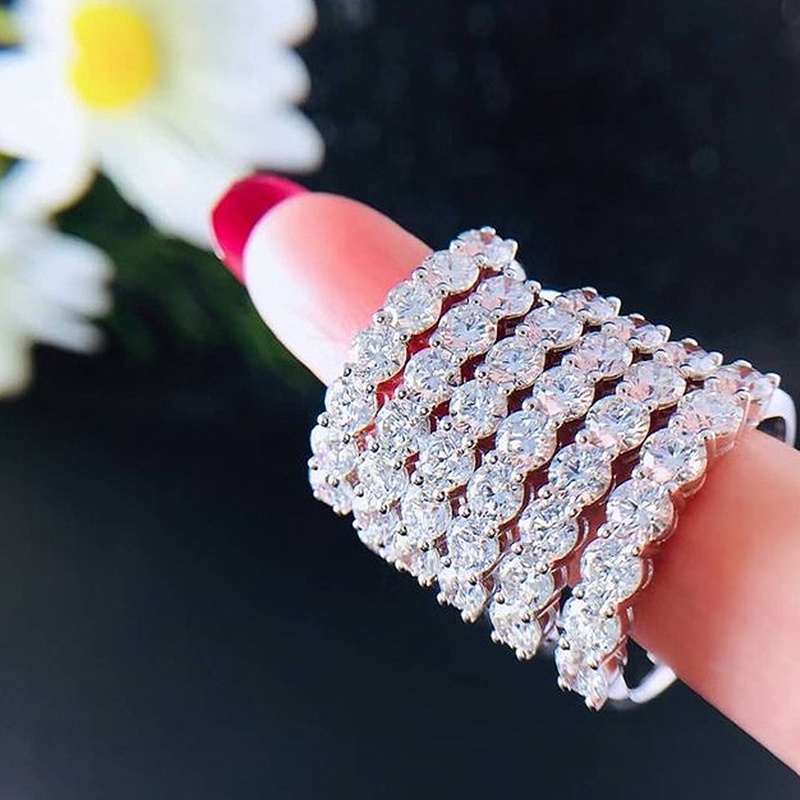 Mempesona Cubic Zirconia Rings Tunangan Jari Aksesoris Untuk Wanita Kualitas Tinggi Warna Perak Band Baru Fashion Perhiasan