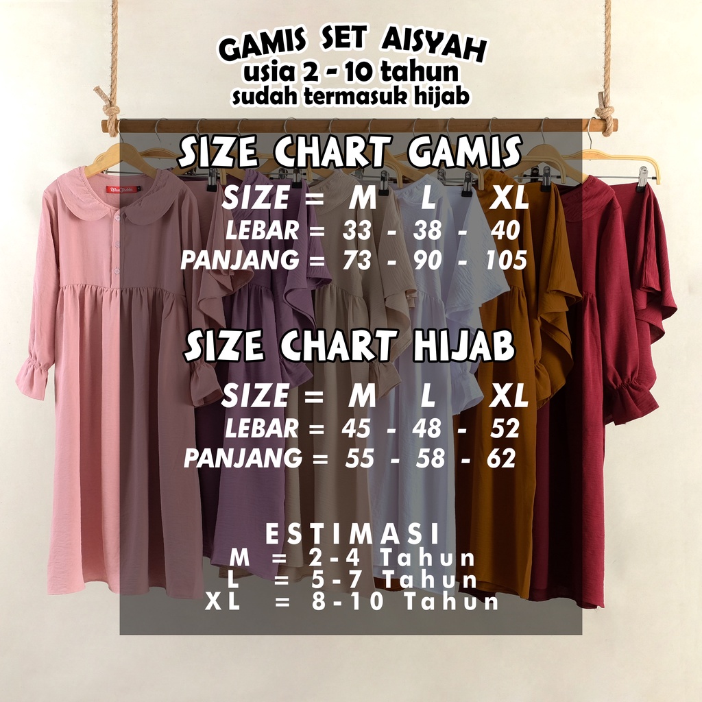 PROMO 11 - 11 SALE - MAN JADDA - Aisyah Gamis Anak dan Hijab 2-10 Tahun Crinkle Airflow Stelan Baju dan Kerudung Gamis Manasik Anak