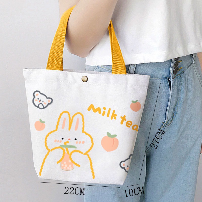 CHIRO Hand bag Tote Bag Tas Canvas Jinjing Baggy Happy Bear Wanita Korean kanvas Stylish Totebag Tas Wanita Mini Duck Lucu Elegan Aesthetic Fashion Korea Style Chikoisme