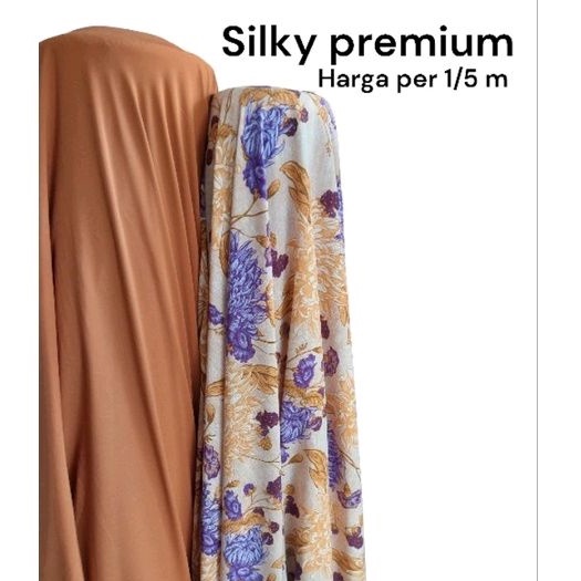 kain silk premium / bahan armani silk polos dan motif untuk mukena dan gamis