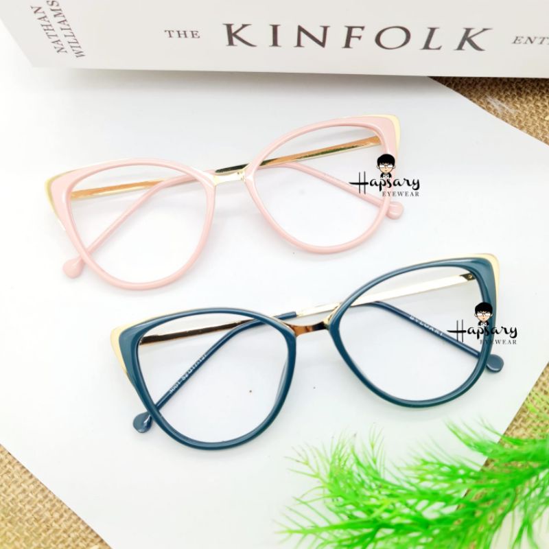 Frame Kacamata Minus Antiradiasi Wanita Cat Eye F3001 Anti UV Photocromic &amp; Bluecromic | Kaca mata Terbaru