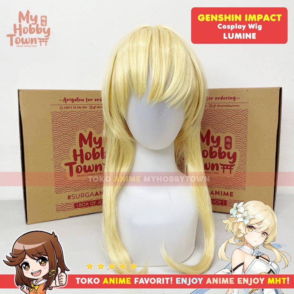 Wig Cosplay Anime Game Genshin Impact Lumine Rambut Palsu Traveler