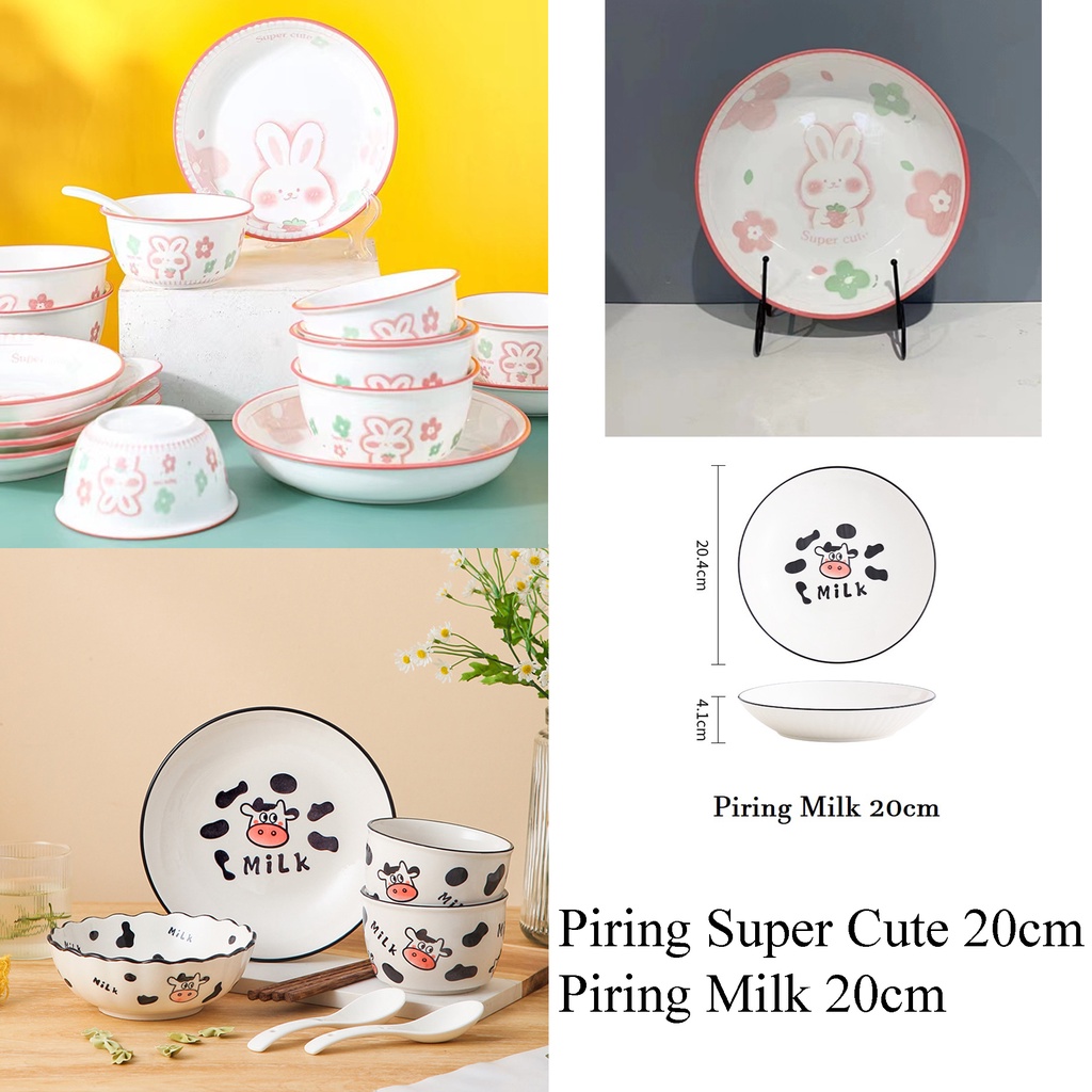 Piring Keramik Korea Super Cute Rabbit Ukuran 20 cm