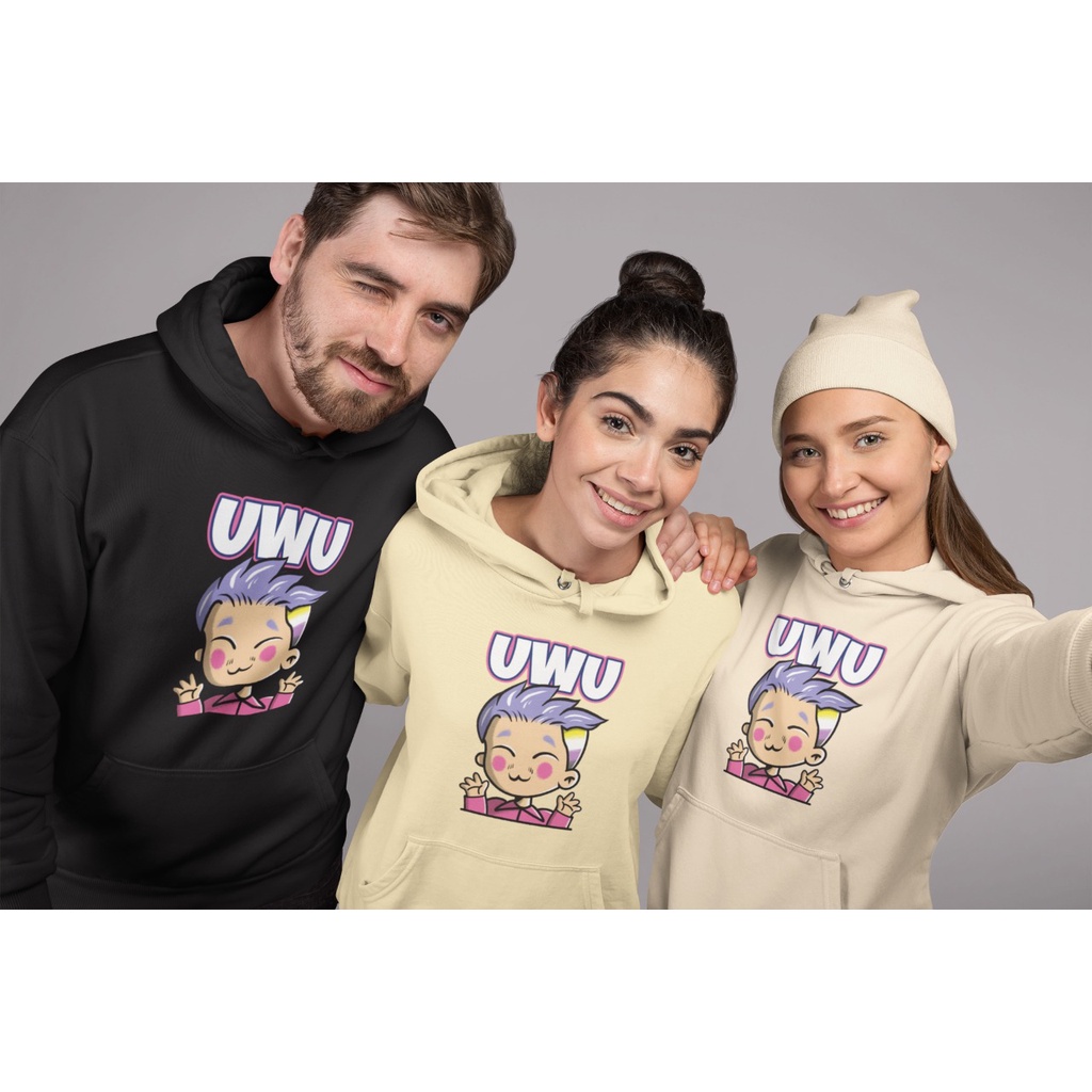 HOODIE UNISEX OVERSIZE UWU UWU /// JUMPER UNISEX SIZE XL PREMIUM FLEECE TEBAL KEKINIAN TERBARU''