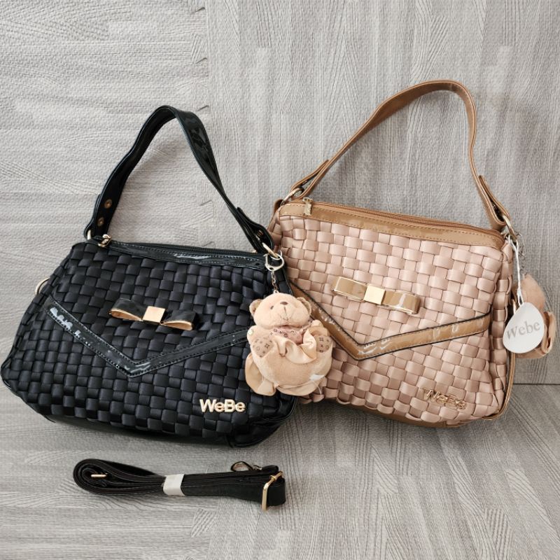 tas wanita fashion wanita anyam webe import pita cute bottega 2in1 slempang n bahu