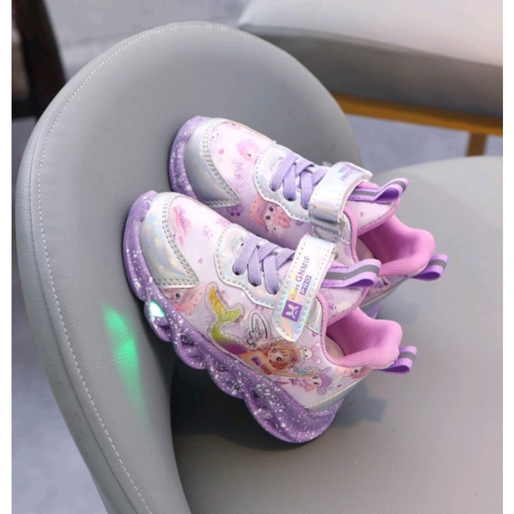 Sepatu anak MERMAID lampu LED import Size 21 - 30