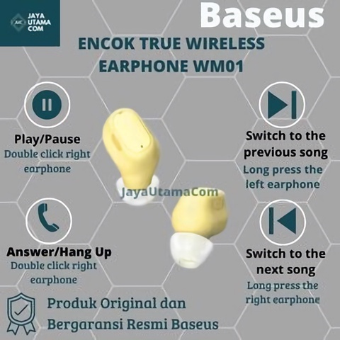 Baseus True Wireless Bluetooth Earphone Mini Earbuds TWS WM01 ORI