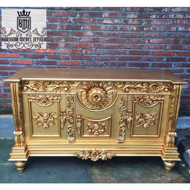 bufet tv jati bulan 150cm / meja tv jati 150cm