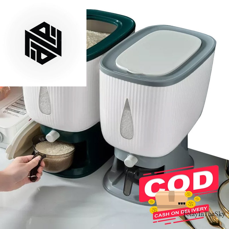 Dispenser Beras Modern 10KG Otomatis Rice Box Food Grade Tempat Penyimpanan Beras/kacang-kacangan Wa