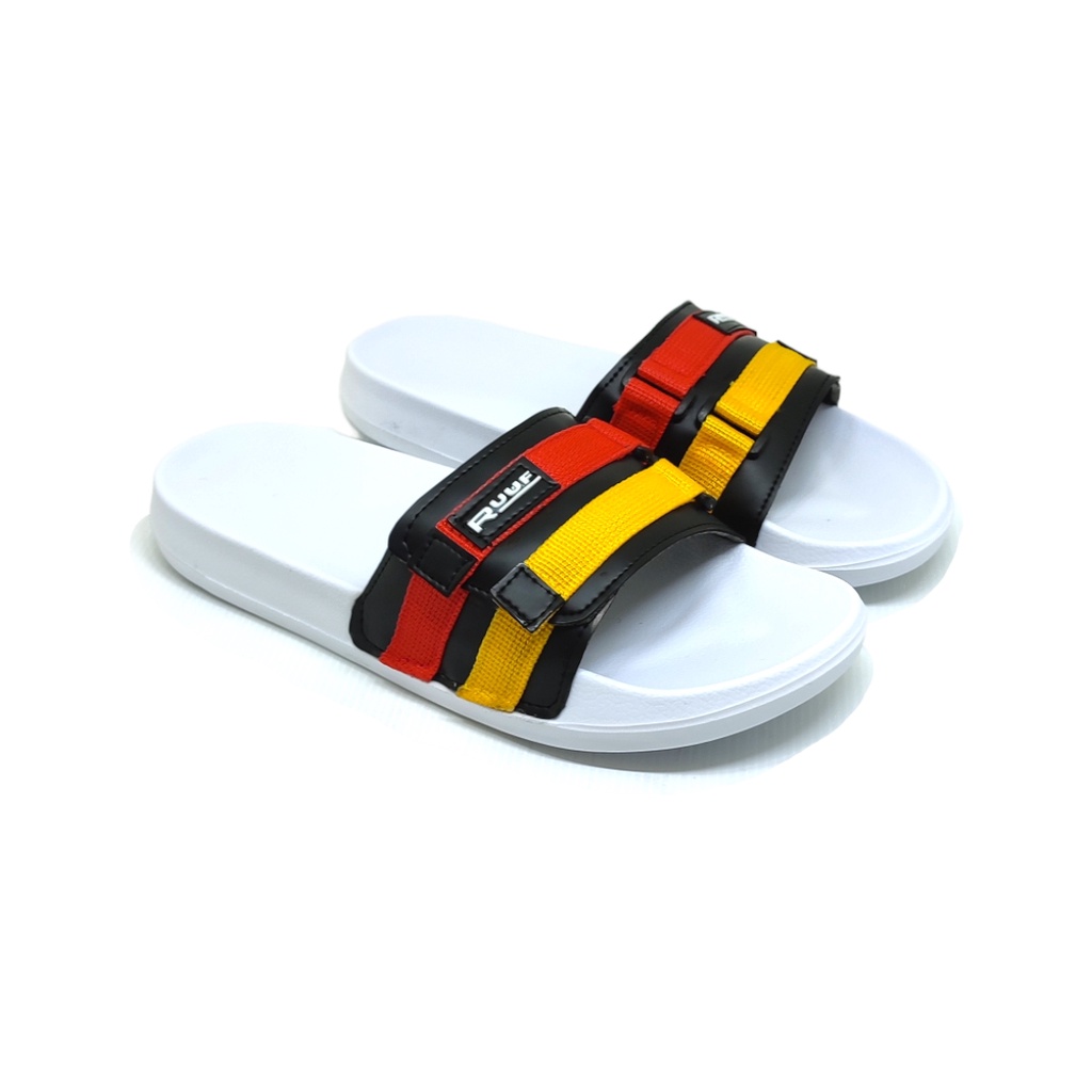 Ruuf - 2129 SS Slide Sandal Pria Wanita - White Combination