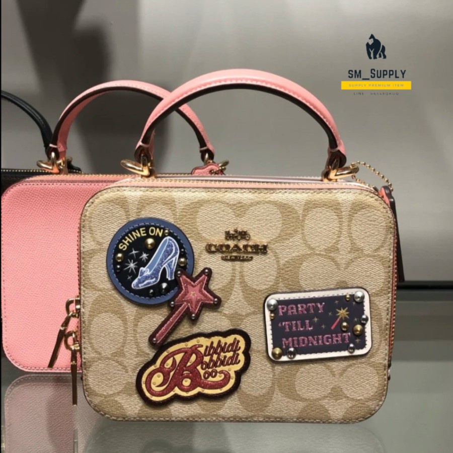TAS WANITA COACH BOX X DISNEY CROSSBODY BAG WITH PATCHES STYLE 1434