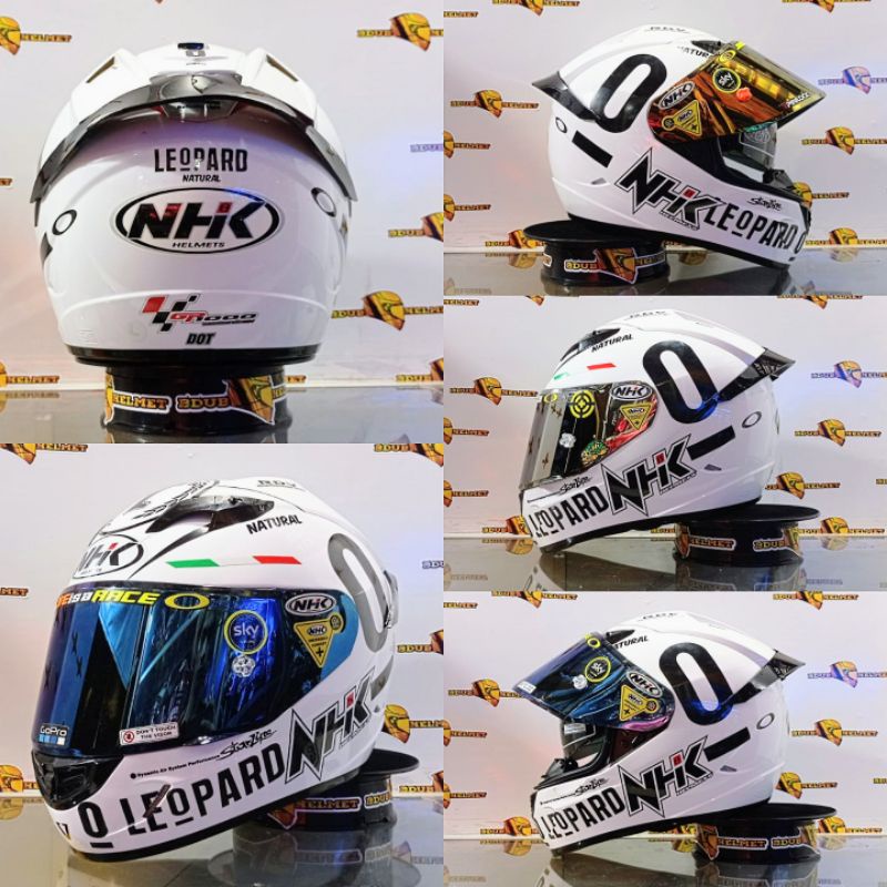Helm full face Nhk GP1000 putih polos paket ganteng Red Bull/leopard 100% ORIGINAL