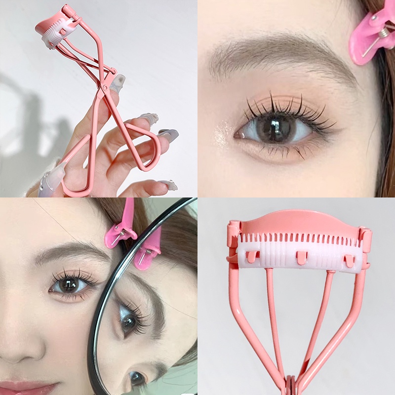 Penjepit Bulu Mata Pink Alloy Profesional/Klip Bulu Mata Tahan Lama Dengan Sisir Alat Makeup Kecil