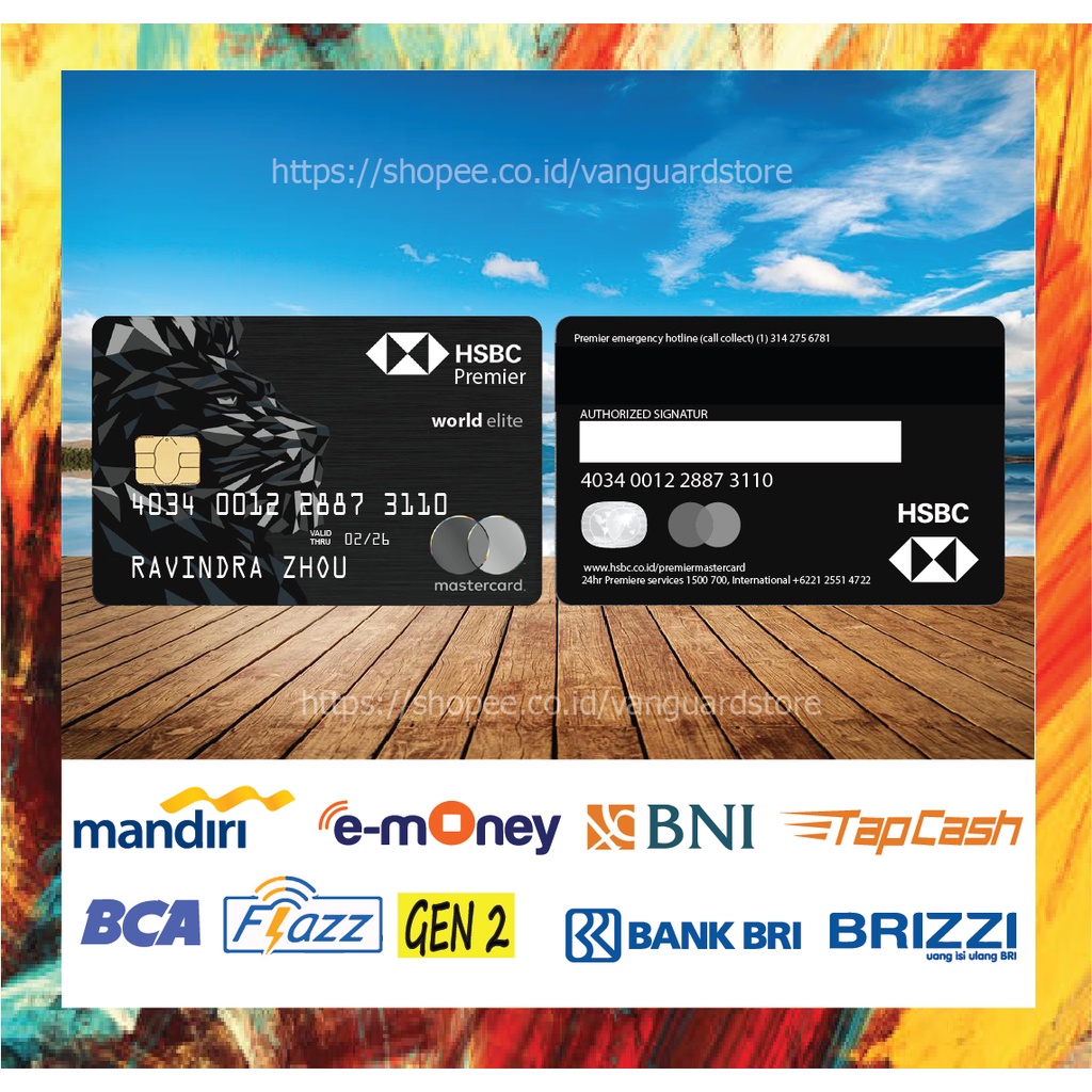 KARTU E MONEY E TOLL KARTU HSBC BLACK DEBIT CREDIT EMONEY MANDIRI FLAZZ BCA BNI TAPCASH BRIZZI BRI - 2 SISI