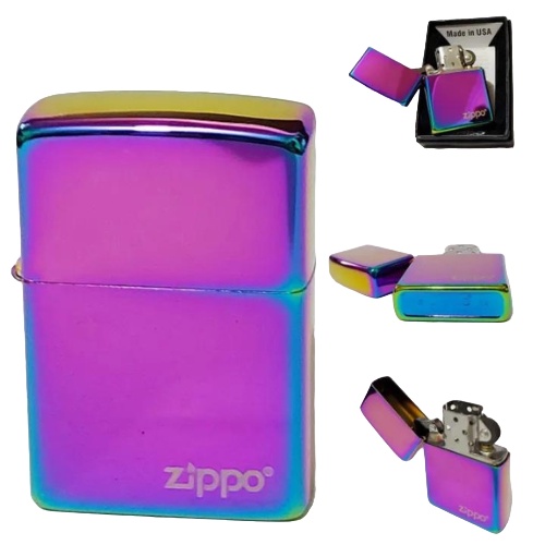 Paket Lengkap Korek Zippo Rainbow plus minyak kapas batu sumbu karet tutup zippo